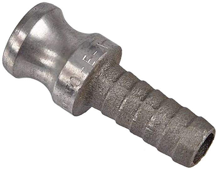 Cam-kobling type E aluminium han med slangestuds 6"