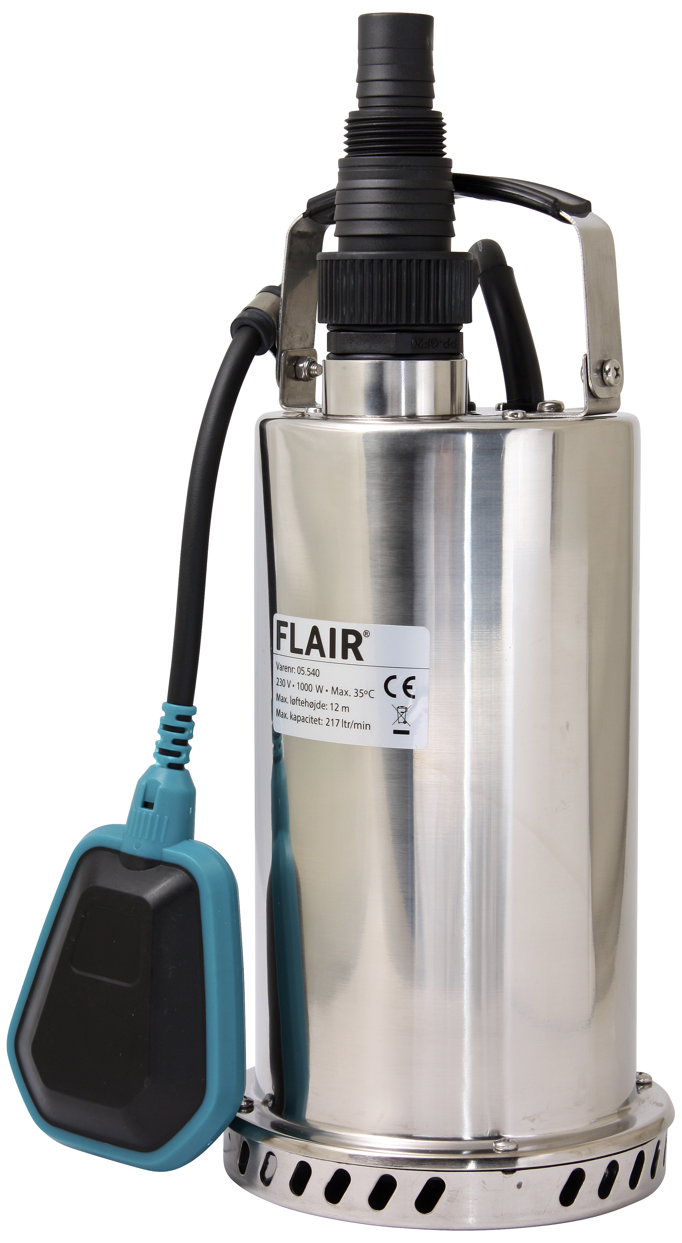 Flair dykpumpe rustfri 1.1/4" - 220 l/m, 1000W tilbud!