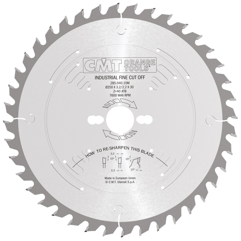 CMT Rundsavklinge HM 250x3,2x30 Z40 - Professionel Kvalitet