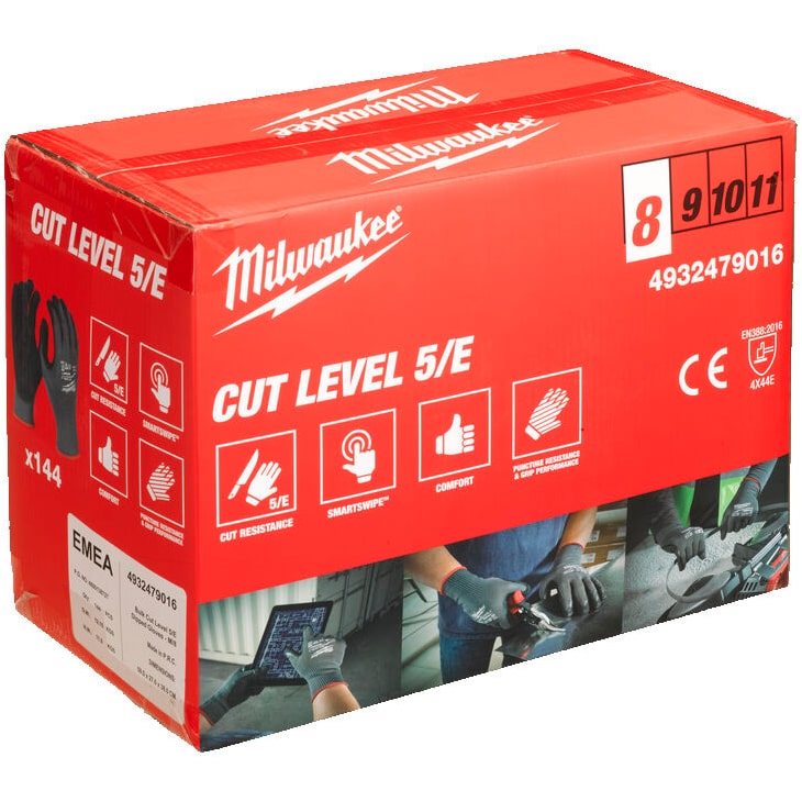 Milwaukee Kat. 5 Arbejdshandsker - 144 stk. Sikkerhed!