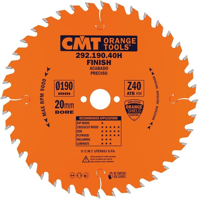 CMT Rundsavklinge HM 190x2,6x20 Z40 - Perfekt Finish!