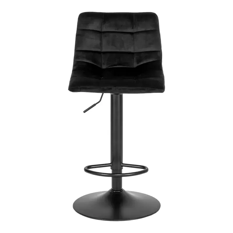 Sort velour barstol med sorte ben - HN1207