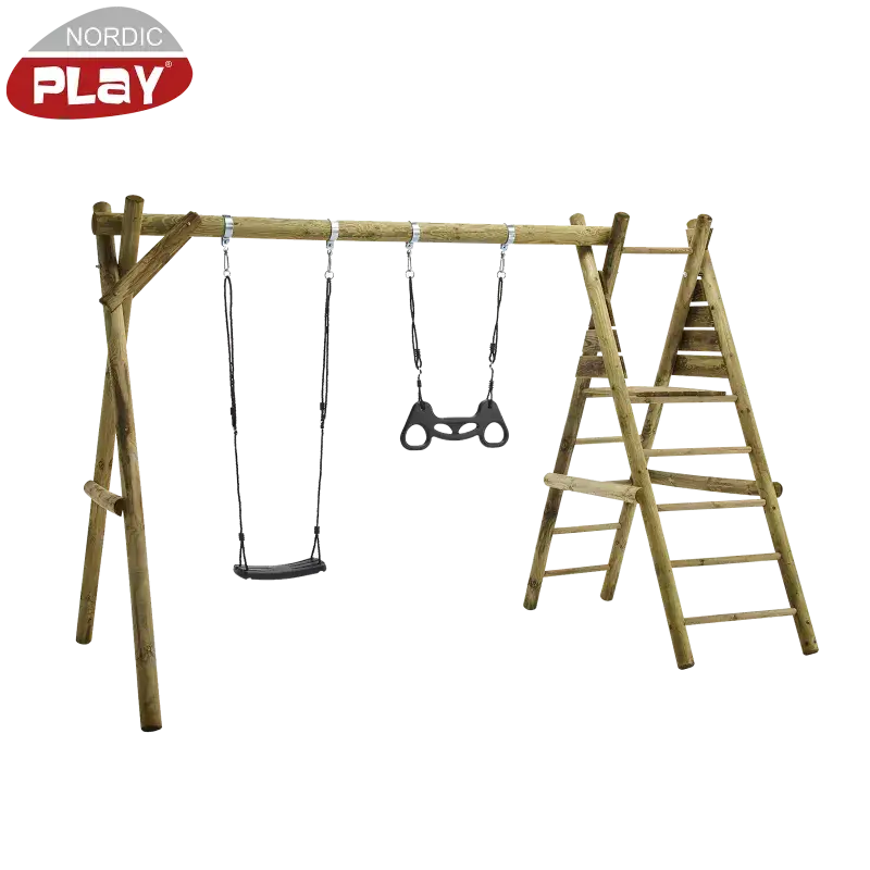NORDIC PLAY Gyngestativ 240 cm med sort gynge og trapez
