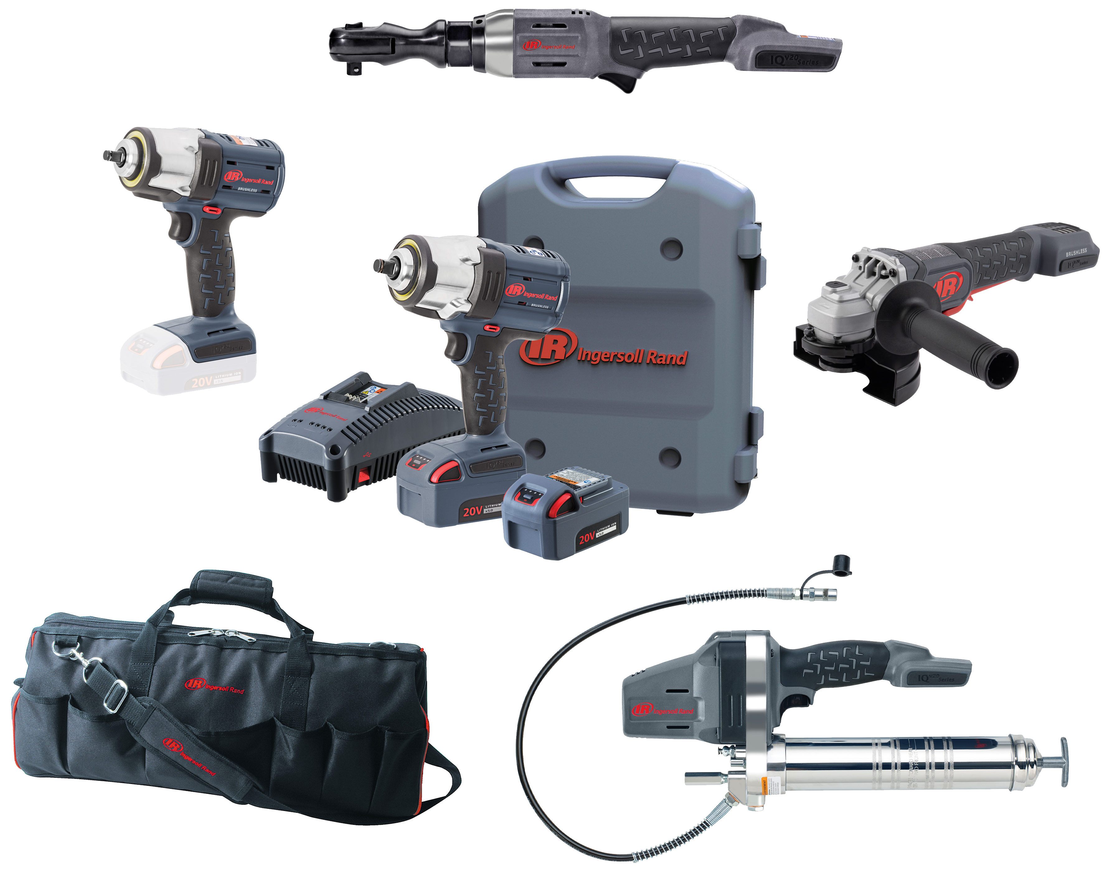I-R 20V kombosæt, 5 maskiner + 2 batterier
