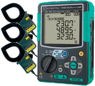 Kyoritsu 6305  -  3-faset mini energianalysator m. 500A strømtænger