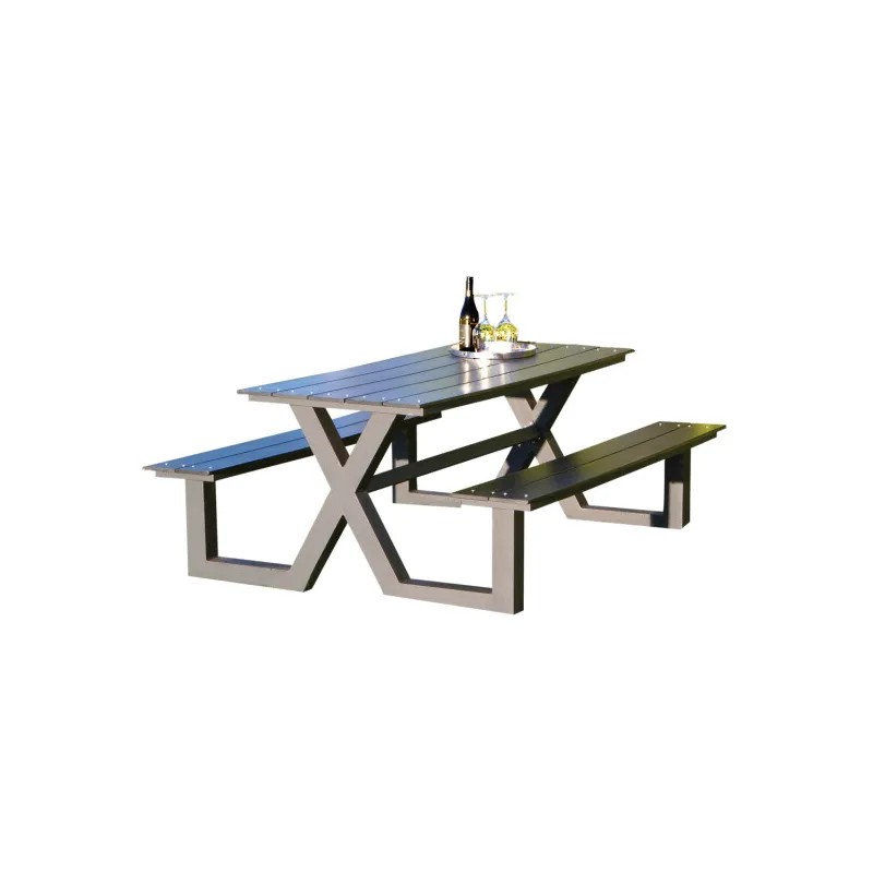 Bord- Bænksæt Hortus -model Sort Plywood Og Antracit Stel 801-089