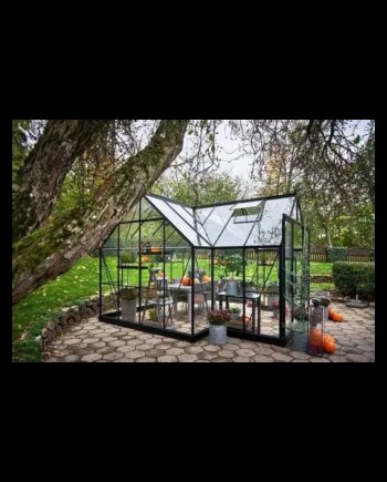 Halls Drivhus Garden Room Sort     Mm Hærdet Glas F09891