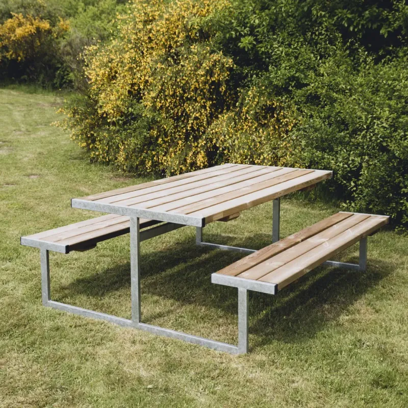 Hortus Bord- Bænksæt Quot Odin Quot Trykimprægneret Og Galvaniseret Stel Uden Ryg : 180 : 185 Cm 801-087