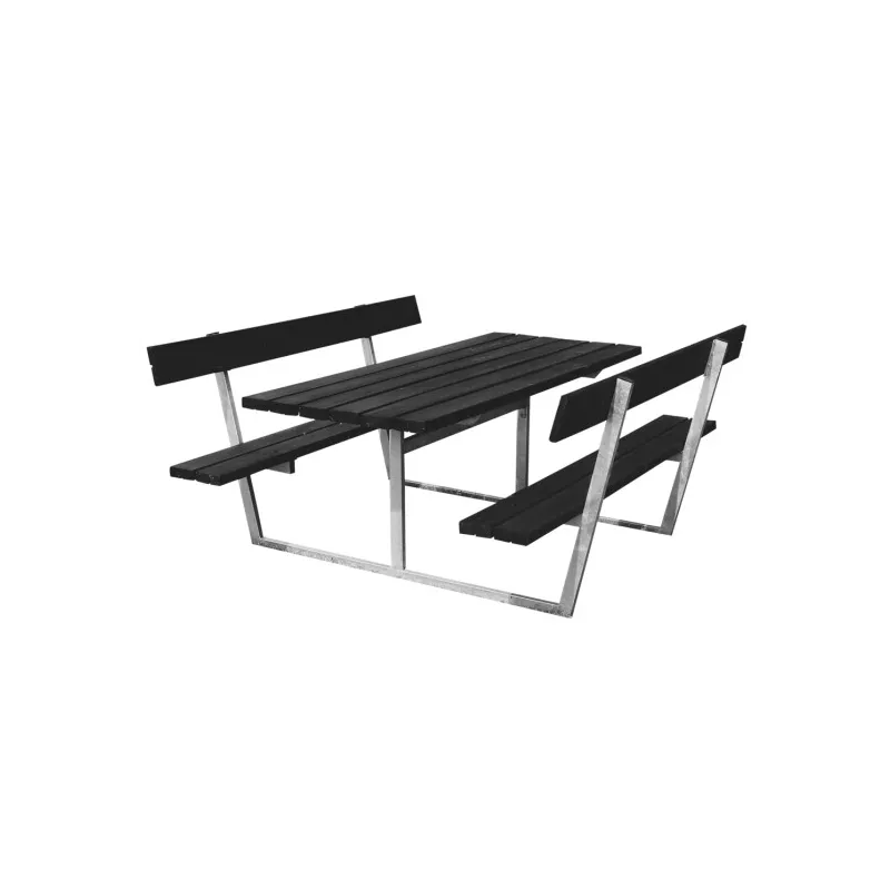 Hortus Bord- Bænksæt Quot Sif Quot Sort Grundmalet Og Galvaniseret Stel Med Ryg : 175 : 180 Cm 801-082