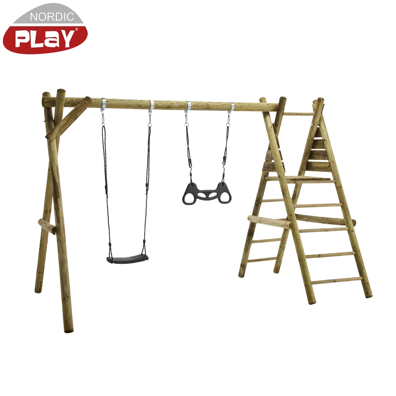 Nordic Play Gyngestativ 240 Cm Med Platform Sort Gynge Og Sort Trapez Ekskl Rutsjebane 805-627