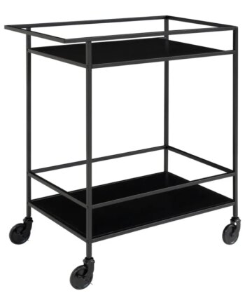 Barvogn Med Sort Ramme På Hjul Og To Sorte Hylder 68x40x79 Cm 2101530