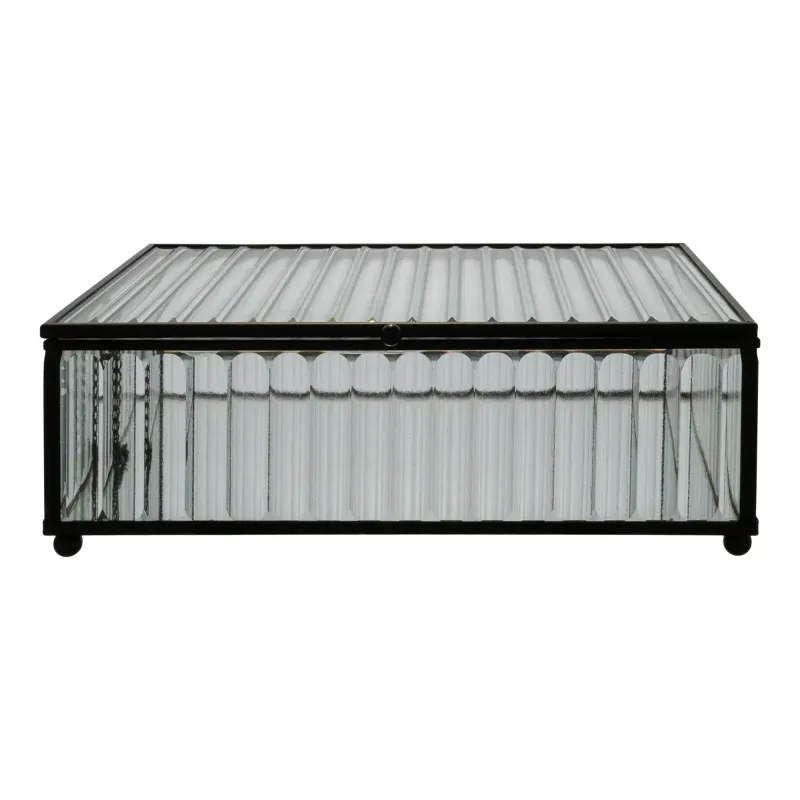 Boks   Glas Og Sort Metal 13x20x7 Cm 4442055
