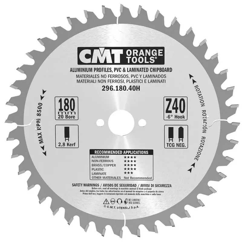 Cmt Klinge 180x2 8x20 Z40 Ne Neg 296 180 40h