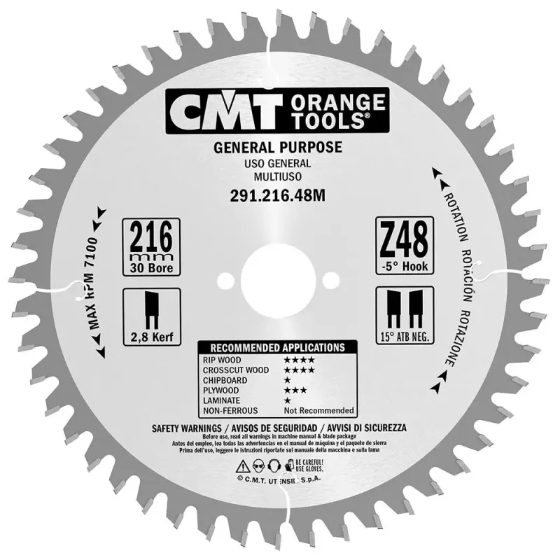 Cmt Klinge 216x2 8x30 Z48   Neg 291 216 48m