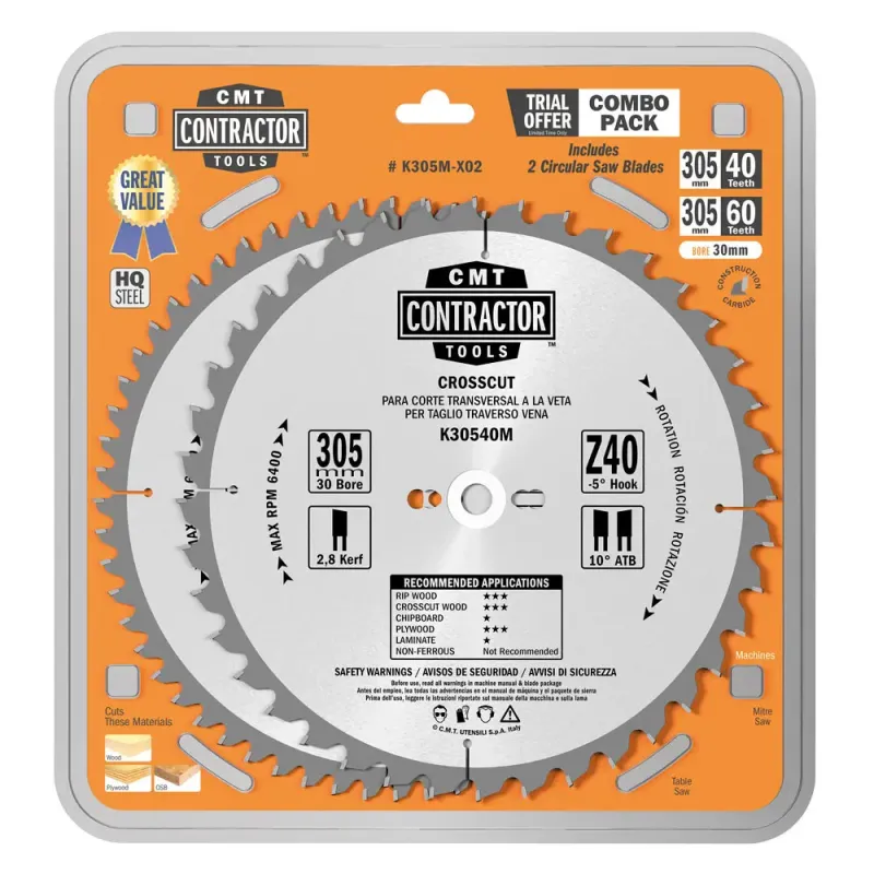 Cmt Klingesæt 305x30 Z40-60     K305m-x02