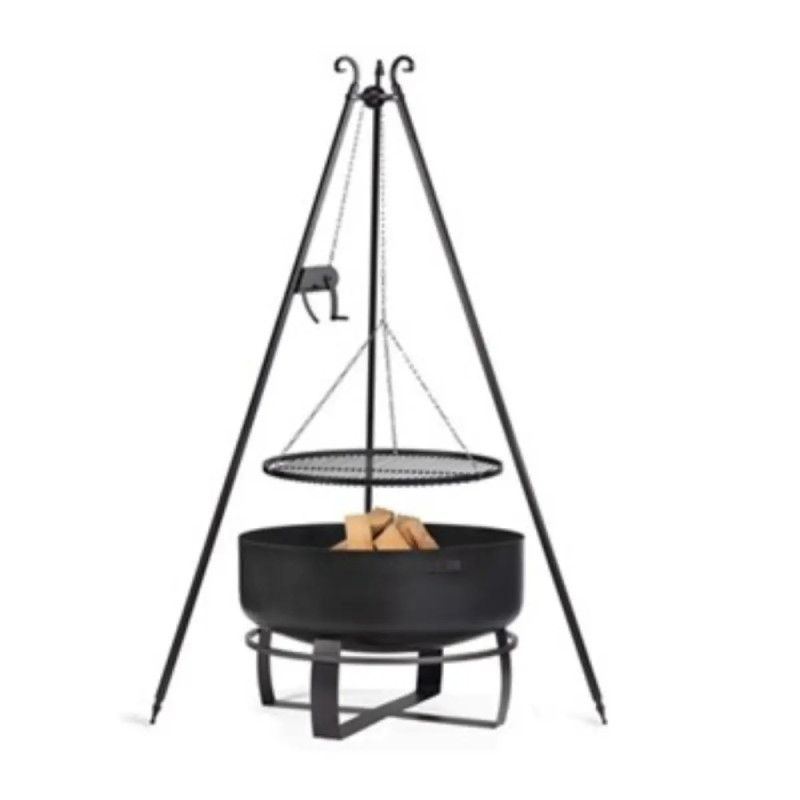 Cook King Vikingâ 80 Cm Havebålfad Med 180 Cm Trefod Grillrist Og Hejs