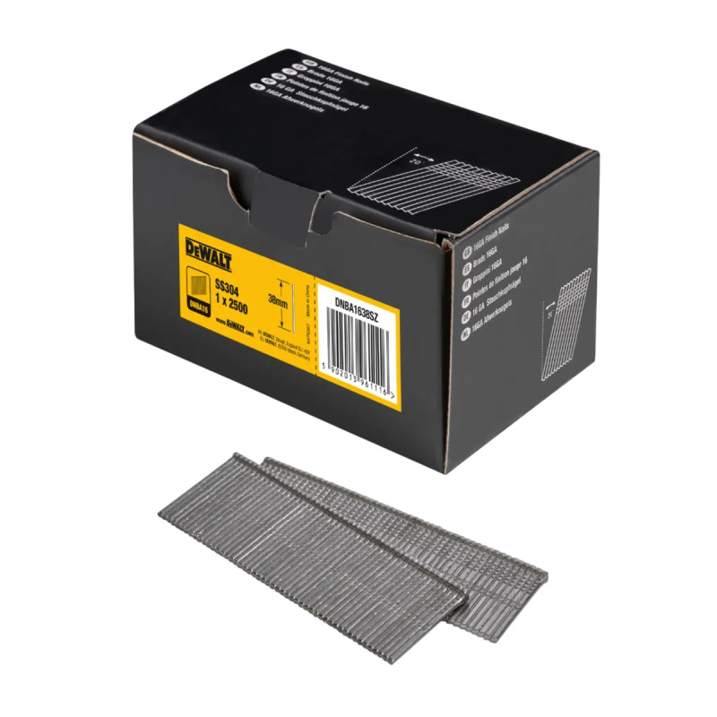 Dewalt 16ga Dykkersøm 38 Mm Rustfri Stål A2 20â 2500 Stk Dnba1638sz