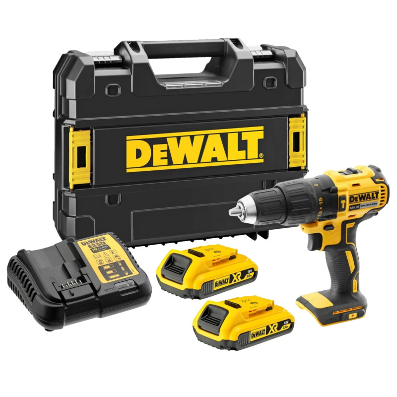Dewalt 18v Xr Kompakt Kulløs Slagboremaskine Inkl 2ah Batterier Dcd778d2t-qw