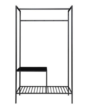 Garderobe   Sort Ramme Og To Sorte Hylder 3604070