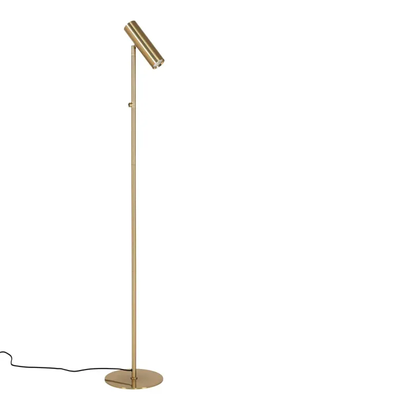 Gulvlampe Lampe Messing Med Stofledning På 210 Cm Pære: Gu10 5w Led Ip20 6409104