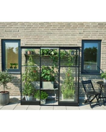 Halls Drivhus Qube Lean-to 26 Sort       Mm Hærdet Glas  F09935