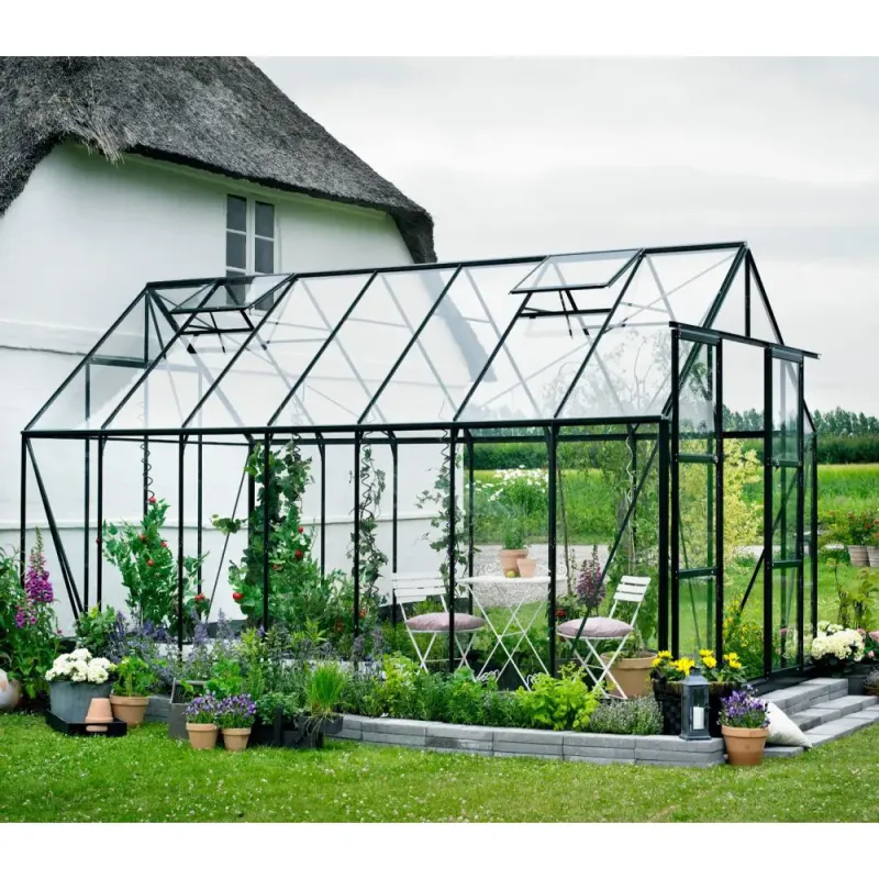 Halls Magnum 148  Drivhus 11 5mâ   Grøn Med   Mm Hærdet Glas Inkl  Fundament F09872