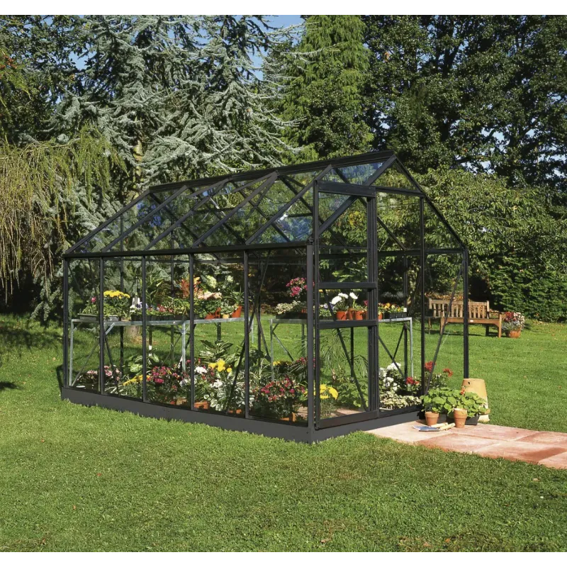 Halls Popular 106 Drivhus   2mâ  Sort  Med   Mm Hærdet Glas Inkl  Fundament F09877