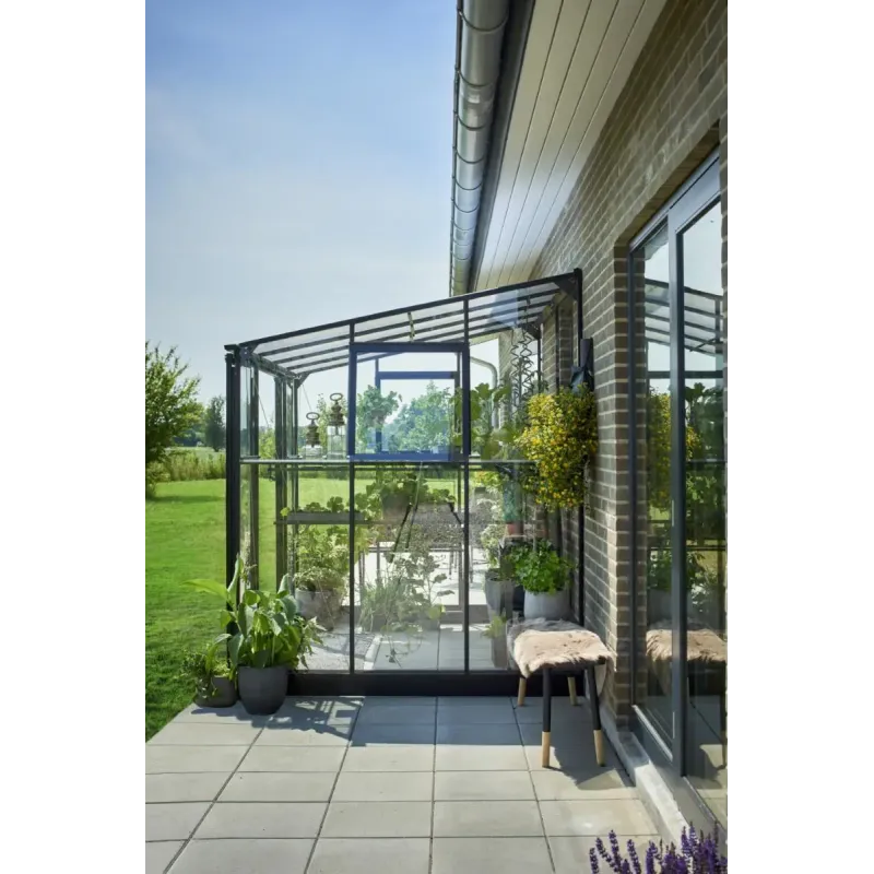 Halls Qube Lean-to M2 Sort Drivhus Mm Hærdet Glas F09936