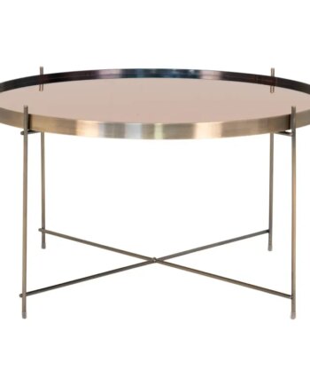 Hjørnebord   Messing Farvet Stål Med Glas ø70xh40 Cm 2101201