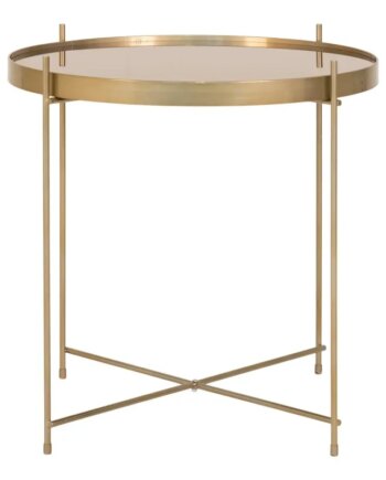 Hjørnebord   Messing Farvet Stål Med Glas ø48xh48 Cm 2101101