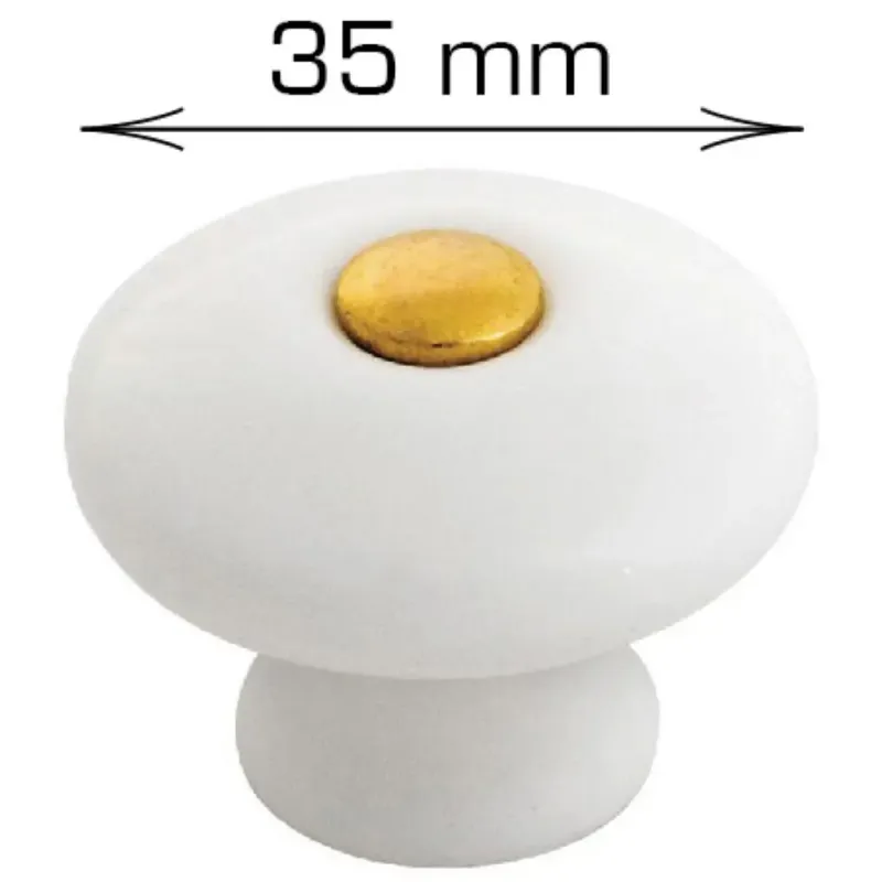 Home It Porcelænknop ø35 30 Mm Hvid Guld Stk