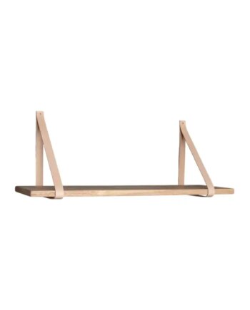 Hylde   Natur Olie Med Brune Læderstropper 80x20 Cm 4292000
