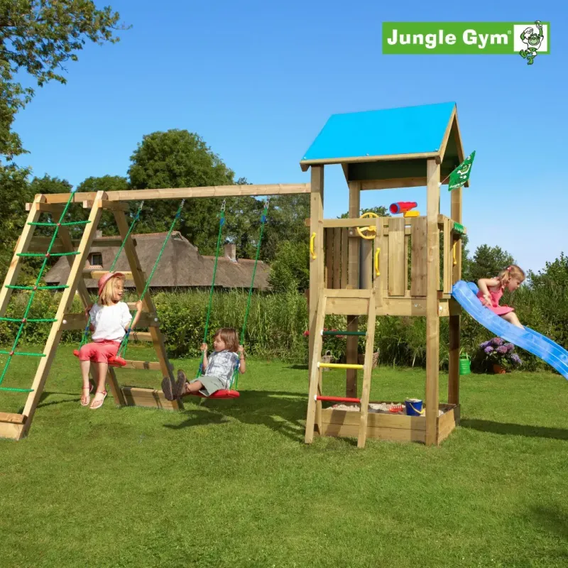 Jungle Gym Castle Legetårn Komplet Inkl  Climb Module Xtra Og Rutschebane 804-280ncx