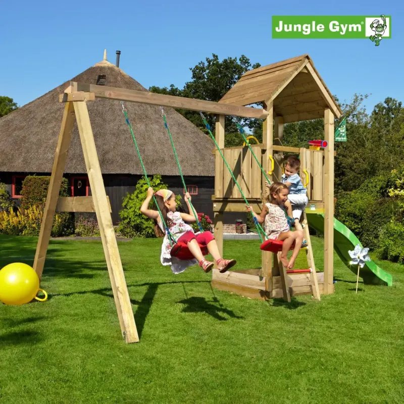 Jungle Gym Club Legetårn Komplet Inkl  Swing Module Xtra Og Rutschebane 804-284nsx