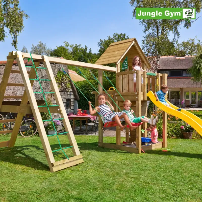 Jungle Gym Cubby Legetårn Komplet Inkl  Climb Module Xtra Og Rutschebane 804-269cx