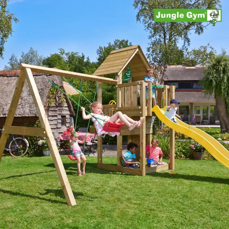 Jungle Gym Cubby Legetårn Komplet Inkl  Swing Module Xtra Og Rutschebane 804-269sx