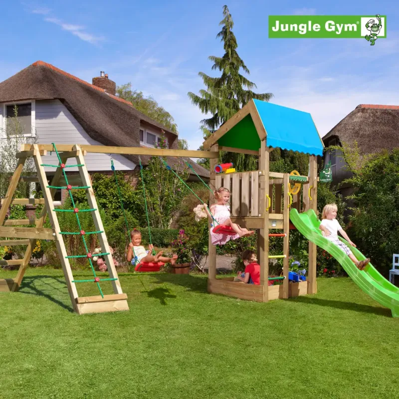 Jungle Gym Home Legetårn Komplet Inkl  Climb Module Xtra Og Rutschebane 804-315ncx