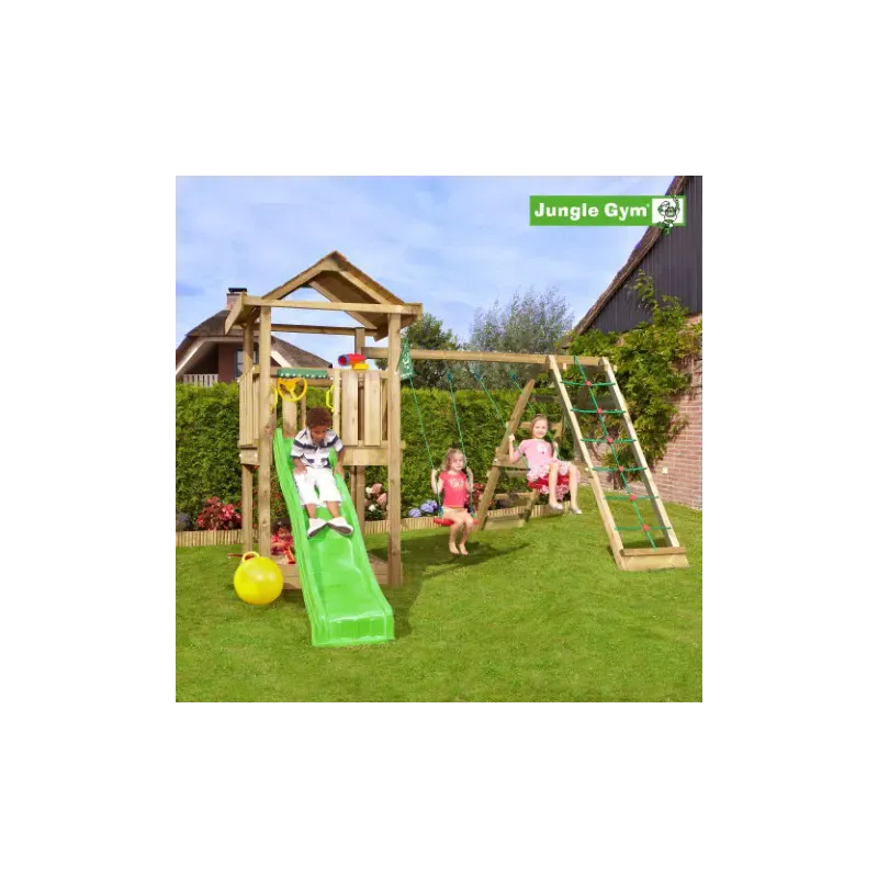 Jungle Gym House Legetårn Komplet Inkl  Climb Module Xtra Og Rutschebane 804-312ncx