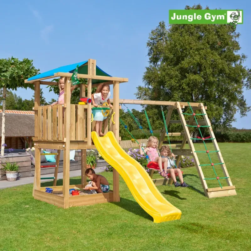 Jungle Gym Hut Legetårn Komplet Inkl  Climb Module Xtra Ekskl  Rutschebane 804-282cb
