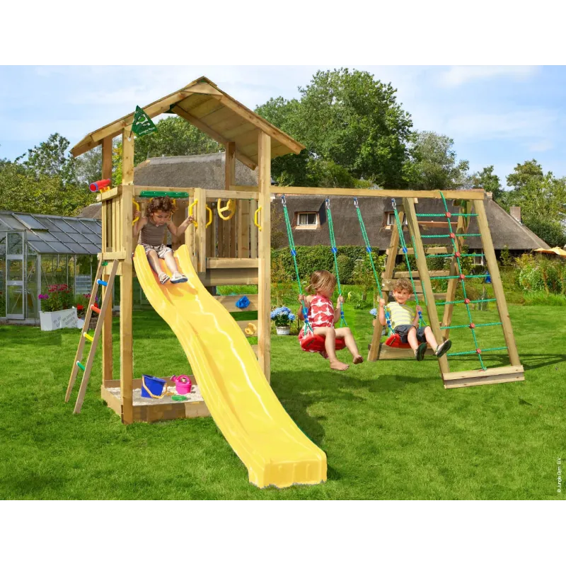 Jungle Gym Sierra Legetårn Komplet Inkl Klatremodul Og Gul Rutschebane 804-291cxgu