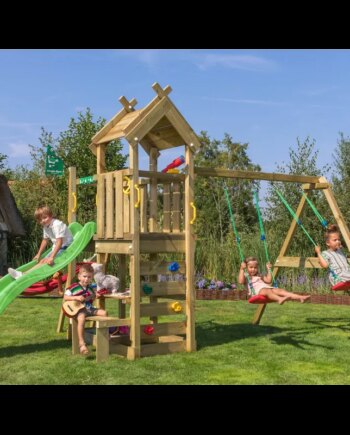 Jungle Gym Teepee Legetårn Komplet Inkl  Gyngemodul Og Grøn Rutschebane 804-088s2g