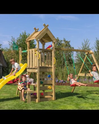 Jungle Gym Teepee Legetårn Komplet Inkl  Gyngemodul Og Gul Rutschebane 804-088s2gu