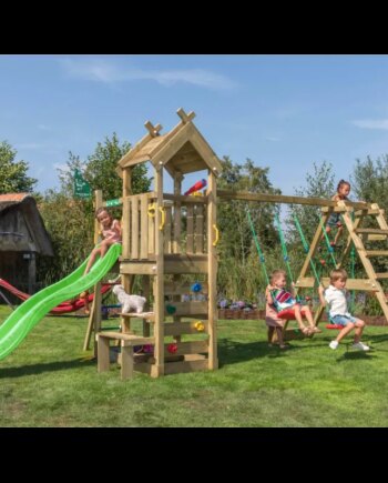 Jungle Gym Teepee Legetårn Komplet Inkl  Klatremodul Og Grøn Rutschebane 804-088c2g