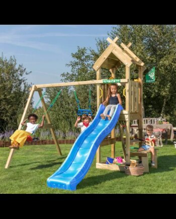 Jungle Gym Totem Legetårn Komplet Inkl  Gyngemodul Og Blå Rutschebane 804-073s2b