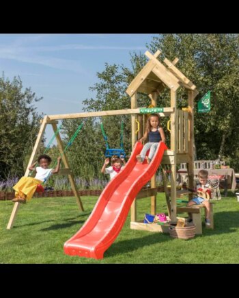 Jungle Gym Totem Legetårn Komplet Inkl  Gyngemodul Og Rød Rutschebane 804-073s2r