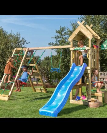 Jungle Gym Totem Legetårn Komplet Inkl  Klatremodul Og Blå Rutschebane 804-073c2b