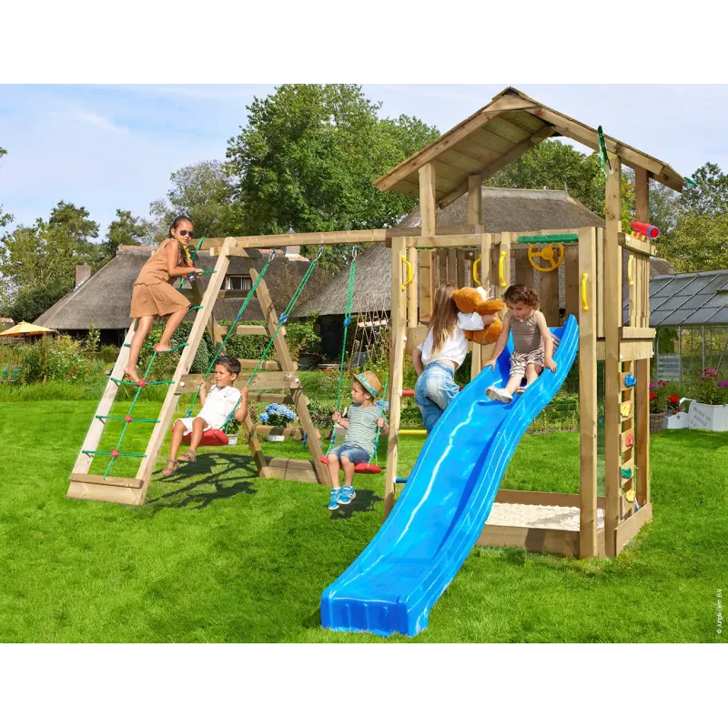 Legetårn Komplet Jungle Gym Chalet Inkl Climb Module Tra Og Rutschebane 804-432cx