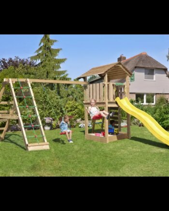 Legetårn Komplet Jungle Gym Cottage     Inkl  Climb Modul Og Gul Rutschebane