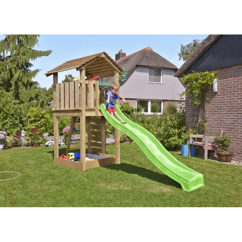 Legetårn Komplet Jungle Gym Cottage Inkl Grøn Rutschebane