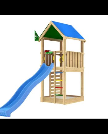 Legetårn Komplet Jungle Gym Lodge     Inkl  Blå Rutschebane